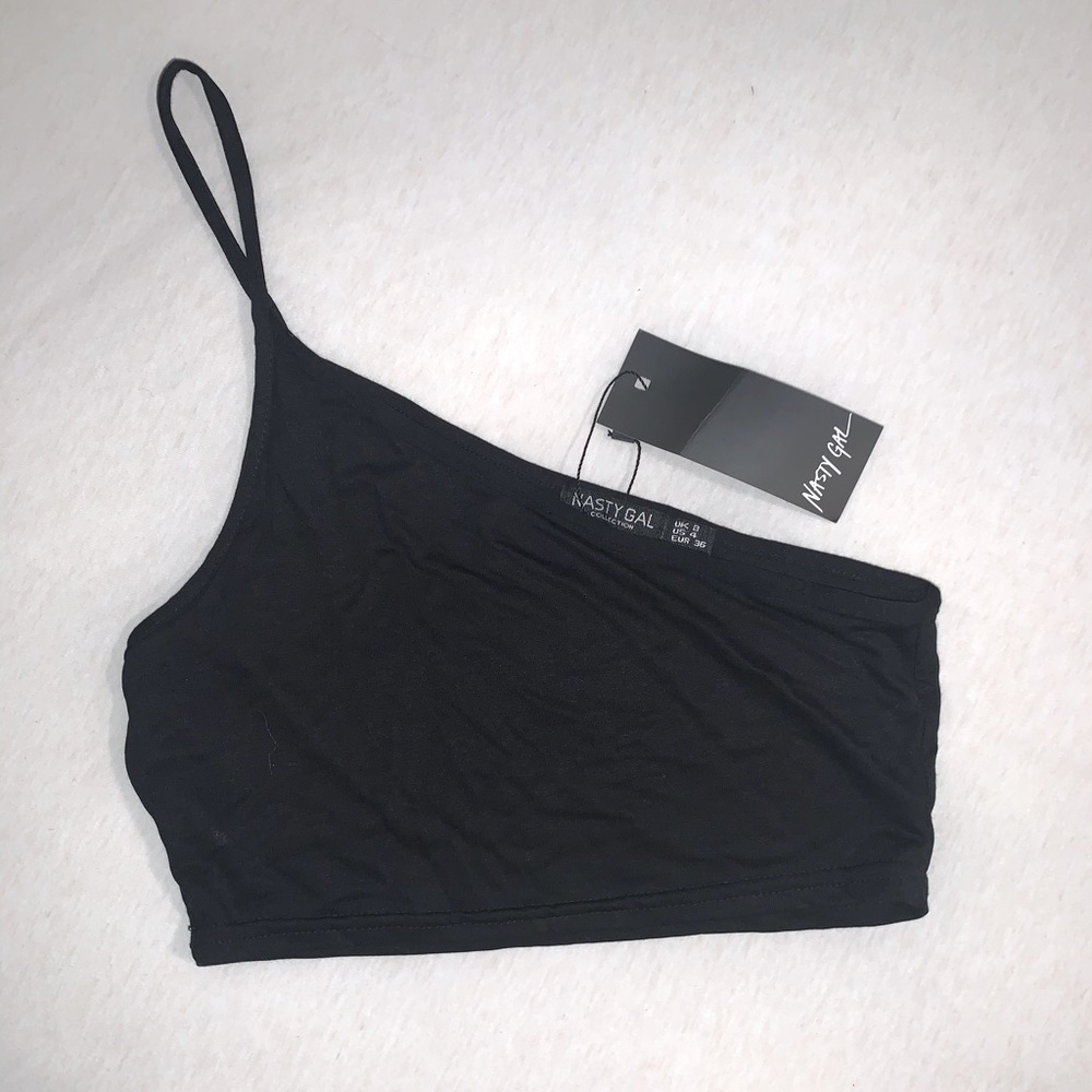 Black One Shoulder Crop Top From Nasty Gal